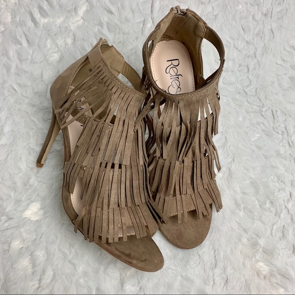 Taupe Fringe Sandal - Picture 2 of 8